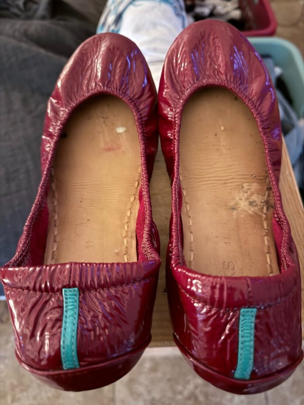 Tieks Ruby Red Patent Ballet Flats Women's Size 11
